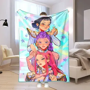 K-Pop Inspired Demon Hunter Cartoon Blanket – Cozy All-Season Throw