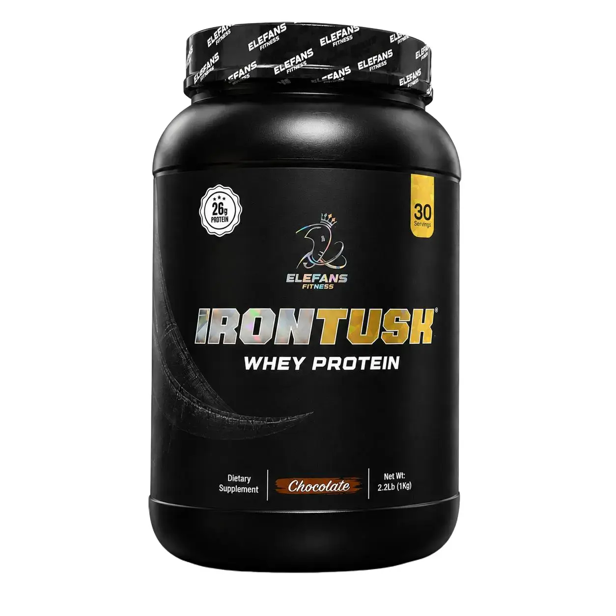 ELEFANS IRONTUSK Whey Protein Powder Chocolate | 26g Protein | Hydrolyzed Collagen | Digestive Enzymes | 30 Servings | 2.2 lb