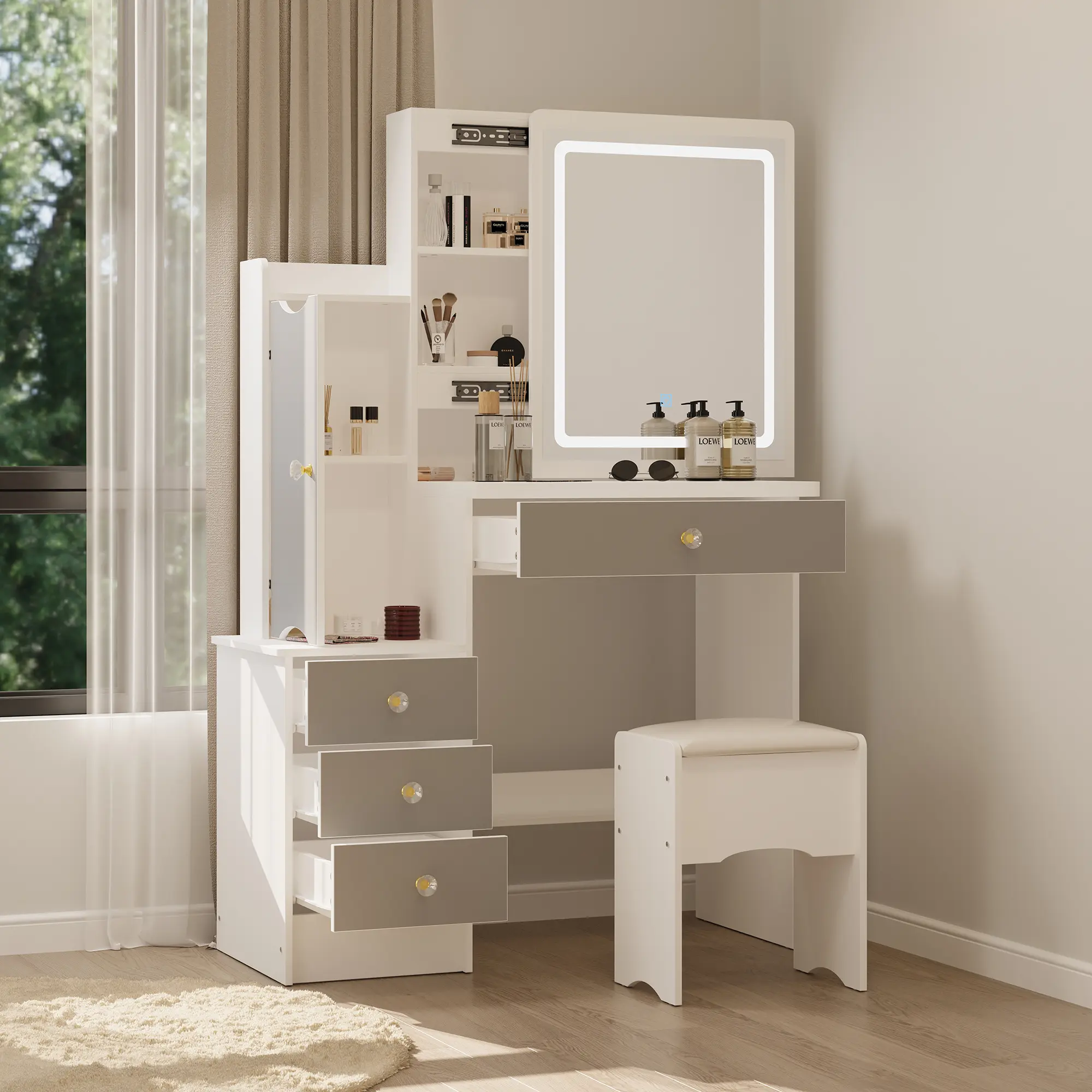 White and Grey with Light