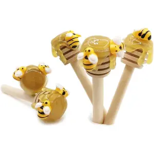 5 PCS Honey Dipper with Faux Honey, Mini Bee Tiered Tray Decor for Spring Summer Farmhouse Kitchen Display