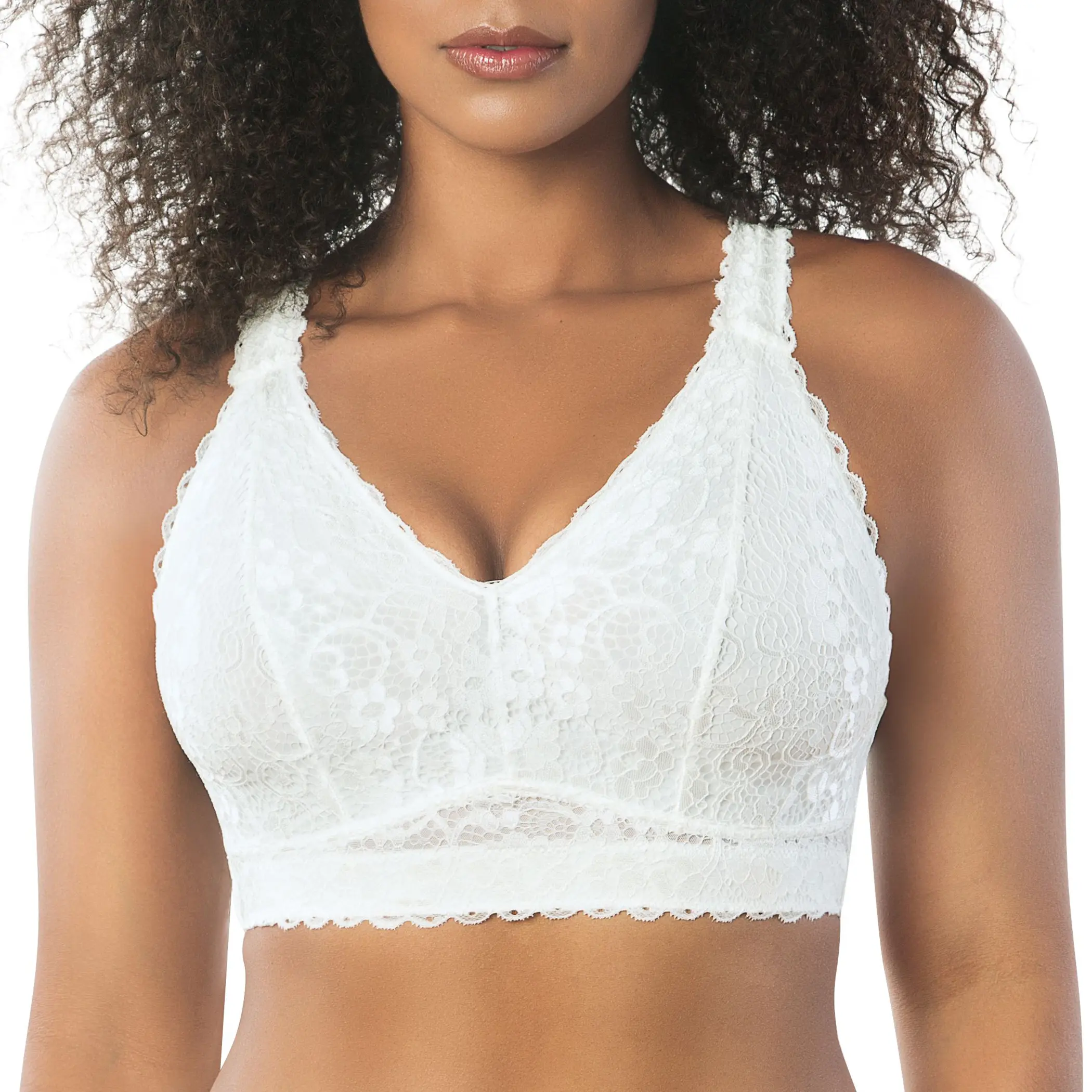 PARFAIT Adriana P5482 Womenswear Curvy and Full Busted Elegant and Feminine Soft Lace Fabric Comfort Fit Supportive Everyday Basic Wire-free Lace Bralette Bra with Criss Cross Racerback Feature Elegance Style
