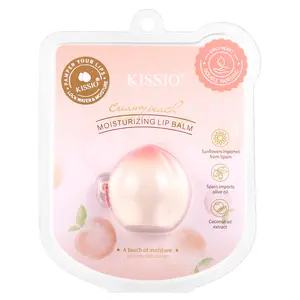 KISSIO Lip Balm,Tasteless,Peach shaped,Lip Care with Sunflower,Olive and Coconut oils,Moisturize and Soothe Dry Chapped Lips,Make Lips Soft,0.12 oz