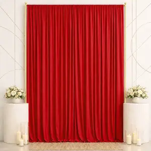 Spandex Backdrop Curtain Red 10ft x 14ft, 4-Way Stretch Wrinkle-Free Photo Booth Backdrop with Rod Pockets for Wedding & Events