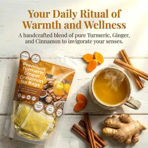 Sleep tea Premium Turmeric Ginger Cinnamon Tea | Supports Gut Wellness, Natural Energy, Caffeine Free, No Added Sugar, 60 Tea Bags Organic Tea Blend Beverage