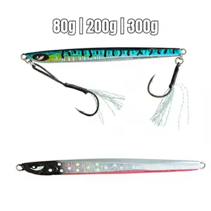 Ogre Slow Pitch Jig Center-Balanced Knife-Style Jig - 80g, 20g, 300g - for Bluefin Yellowtail Rockfish Grouper with Rigged Hooks