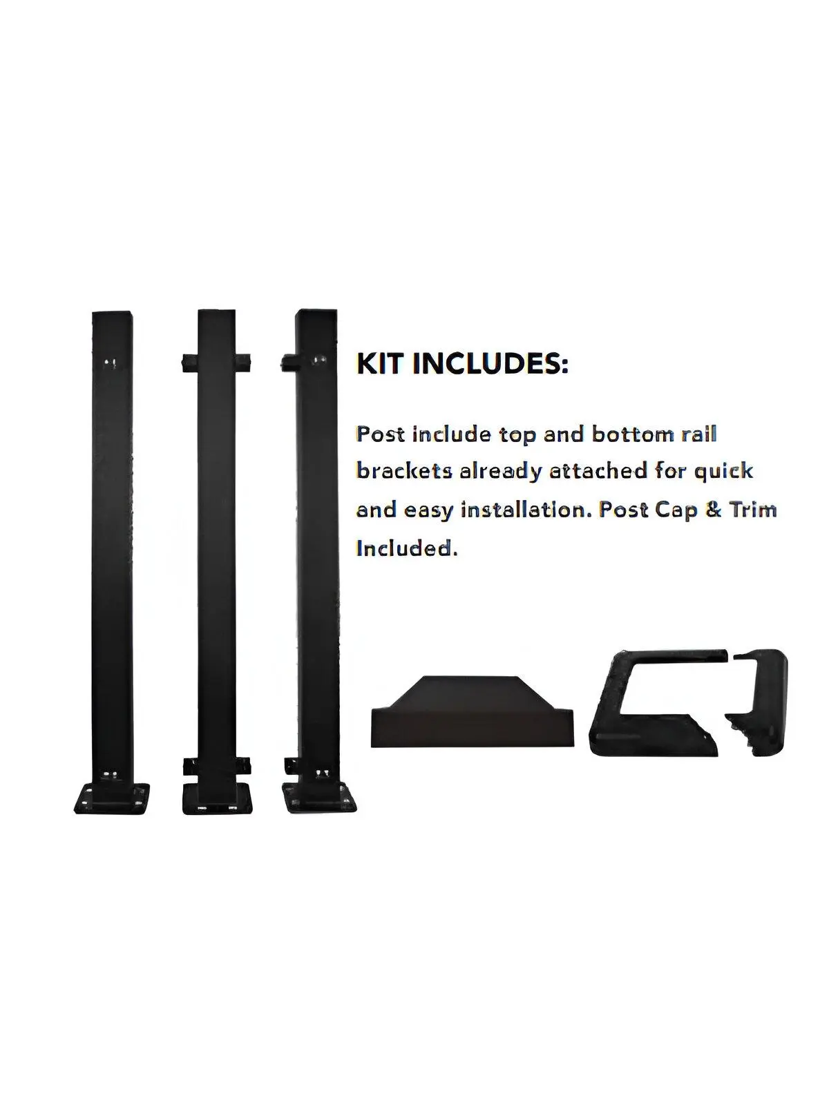 Envision Outdoor Living Product 32000157 3 x 3 x 39 in. Alum Design Flange End Post Kit - Textured Black