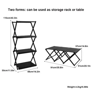 Foldable Camping Storage Shelf 3 Tier Portable Organizer Stand with Hooks Lightweight Easy to Carry Perfect for Outdoor Camping Trips