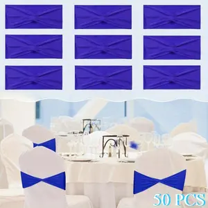 50 Pack Spandex Chair Sashes Bows Bands Slider Sashes for Chair Covers Elastic Bands Ties Ribbon Decorations for Wedding Party Events Ceremony Birthday Banquet summervibes