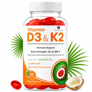 Vitamin D3 K2 10000 IU 2 in 1 Supplement – D3 + K2 with Virgin Coconut Oil for Daily Support | 90 Softgels