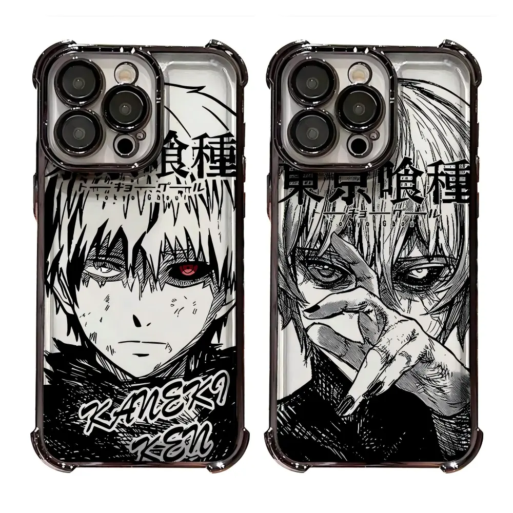 Anime Tokyo Ghoul Kaneki Ken Phone Case For iPhone 17 Promax Pro Air 16 Plus 15 14 13 12 11 Black Anti-Fall Airbag Shockproof Protective Cover Gift For Birthday Christmas Halloween