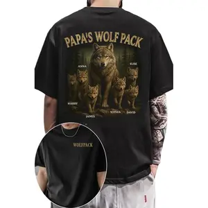 Pawfect House Papa’s Wolf Pack Personalized Two Side Shirt, Father's Day Shirt, Gift for Dad, Gift for Men, Trending T-shirt