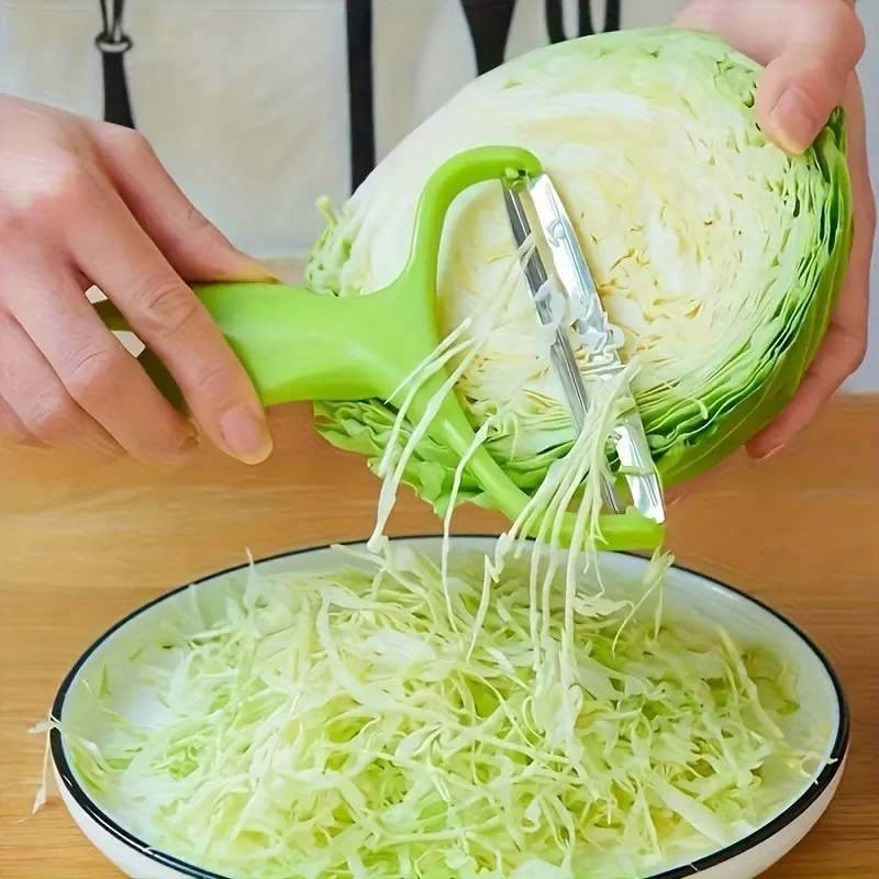 2 PCS ABS Wide Mouth Cabbage Grater, Multi-Use Fruit Vegetable Peeler & Manual Paring Knife Set - Home Kitchen Utensils for Shredding, Peeling