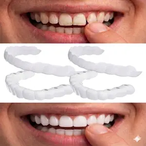 【3PC】1-Minute Snap on Veneers Instant Visual Look Enhancer, Natural White & Comfortable Moldable False Teeth, Temporary Dentures for Instant Confidence, Painless Clip-on Teeth Whitening Strips, Quick Smile Enhancement Tool Perfect for Photos!