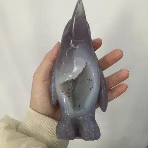 Natural Durzy agate carving--cuteeee penguin