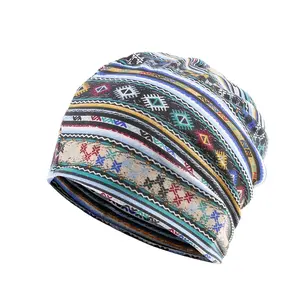 4 Pack Bohemian Style Double-Sided Skullies Caps for Men Women, Elastic Slouchy Beanie, Warm Winter Neck Gaiter, Casual Headwear, Machine Washable, Mixed Color, Suitable for Casual Attire & Cold Weather - Perfect Gift for Friends & Family