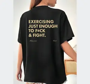 Funny EXERCISING JUST ENOUGH TO F≈CK & FIGHT Tee, Retro Vintage Y2K Streetwear