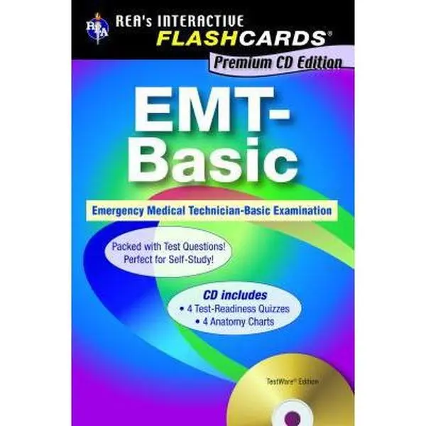 Used EMT-Basic Interactive Flashcards Book (REA Premium Edition) - English Soft Cover by Jeffrey Lindsey Ph.D., with CD-ROM, 2008 Publ., 528 Pages, for EMT Exam Study, Individual & Classroom Study, Convenient Practice, Quiz Prep