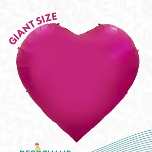 DecoHeart 68" Foil Balloon - 5.6ft x 68" Heart-Shaped Balloon for Large-Scale Installations, Photo Backdrops, and Themed Displays (Red & Hot Pink) Final Sale