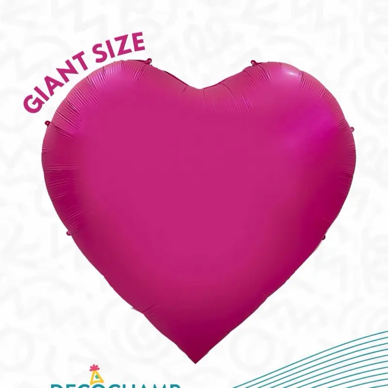 DecoHeart 68" Foil Balloon - 5.6ft x 68" Heart-Shaped Balloon for Large-Scale Installations, Photo Backdrops, and Themed Displays (Red & Hot Pink) Final Sale