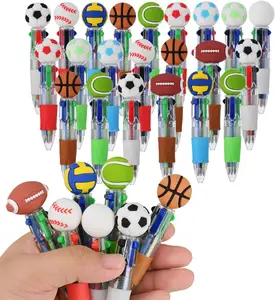 16-Pack Sports Mini Ballpoint Pens, 4-in-1 Sports-Themed Fun Ballpoint Pen Set, Soccer, Basketball, Volleyball Team Gifts for Sports Lover, Ideal for Classroom Rewards, Party Gifts