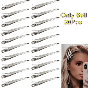 20pcs 3.5Inch Duck Bill Hair Clips, Rustproof Metal Alligator Styling Clips with Ventilation Holes, Professional Sectioning Curl Clips for Thick Hair & Thin Hair Coloring, Salon & Home Hairdressing Tools, Non-Slip Silver Hair Accessories for Women