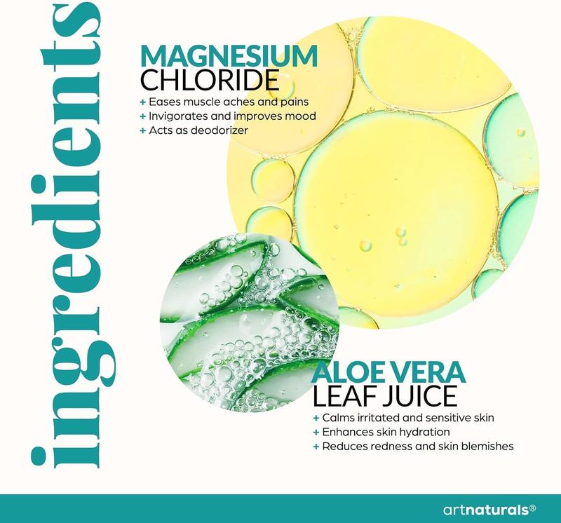 ArtNaturals Magnesium Oil Spray 12 oz + Body Massage Lotion Set 8oz for Feet & Sleep - Extra Strength Cream Ultra-Pure, Relief & Relaxation, Muscle Health Leg & Joint Care Topical Non Itch