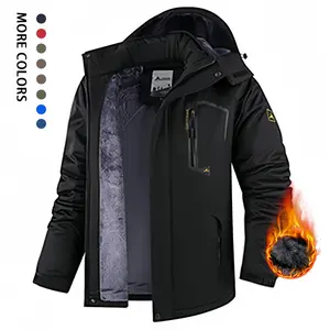 Men's Fleece Lined Outdoor Softshell Jacket: Colorblock windproof and abrasion-resistant shell with fleece lining for warmth; Hooded design with multiple pockets; Ideal for autumn/winter hiking or commuting in cold weather.