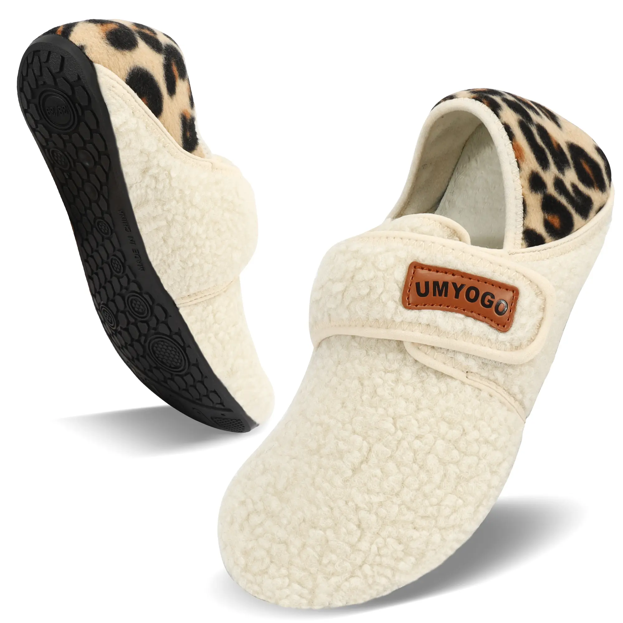 Women's & Men's Cozy Closed-Toe House Slippers, Adjustable Hook-and-Loop Strap, Flexible Non-Slip Rubber Sole, Suitable for Indoor & Outdoor Wear