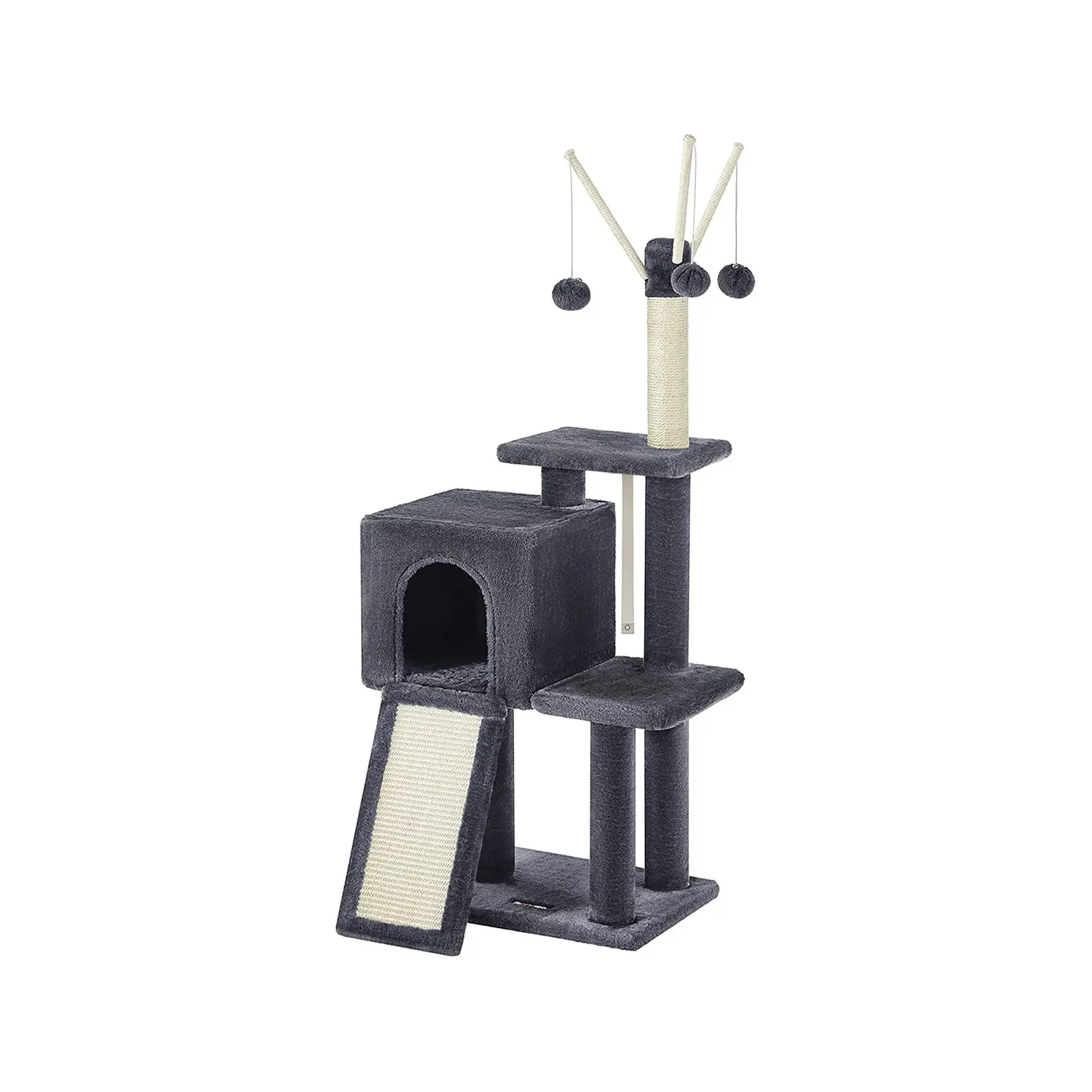 FEANDREA Small Cat Tree Tower with Cat Condo, Sisal Scratching Posts & Dangling Ball Toys, Multi-Level Indoor Cat Furniture for Kittens