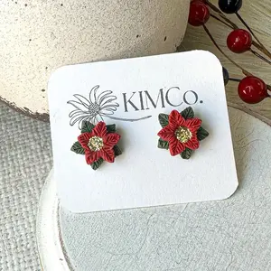 Poinsettia Clay stud earrings Female Casual Female Female Female