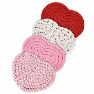 Heart-Shaped Hand-Woven Coasters Set,Romantic Scented Design, Perfect Gift for Valentine's & Mother's Days, Versatile Seasonal Use
