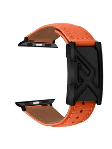 Fashionable Leather Watch Strap, Litchi-Pattern Texture, Smooth Silver Color Letter-Engraved Clasp, All Seasons Accessory
