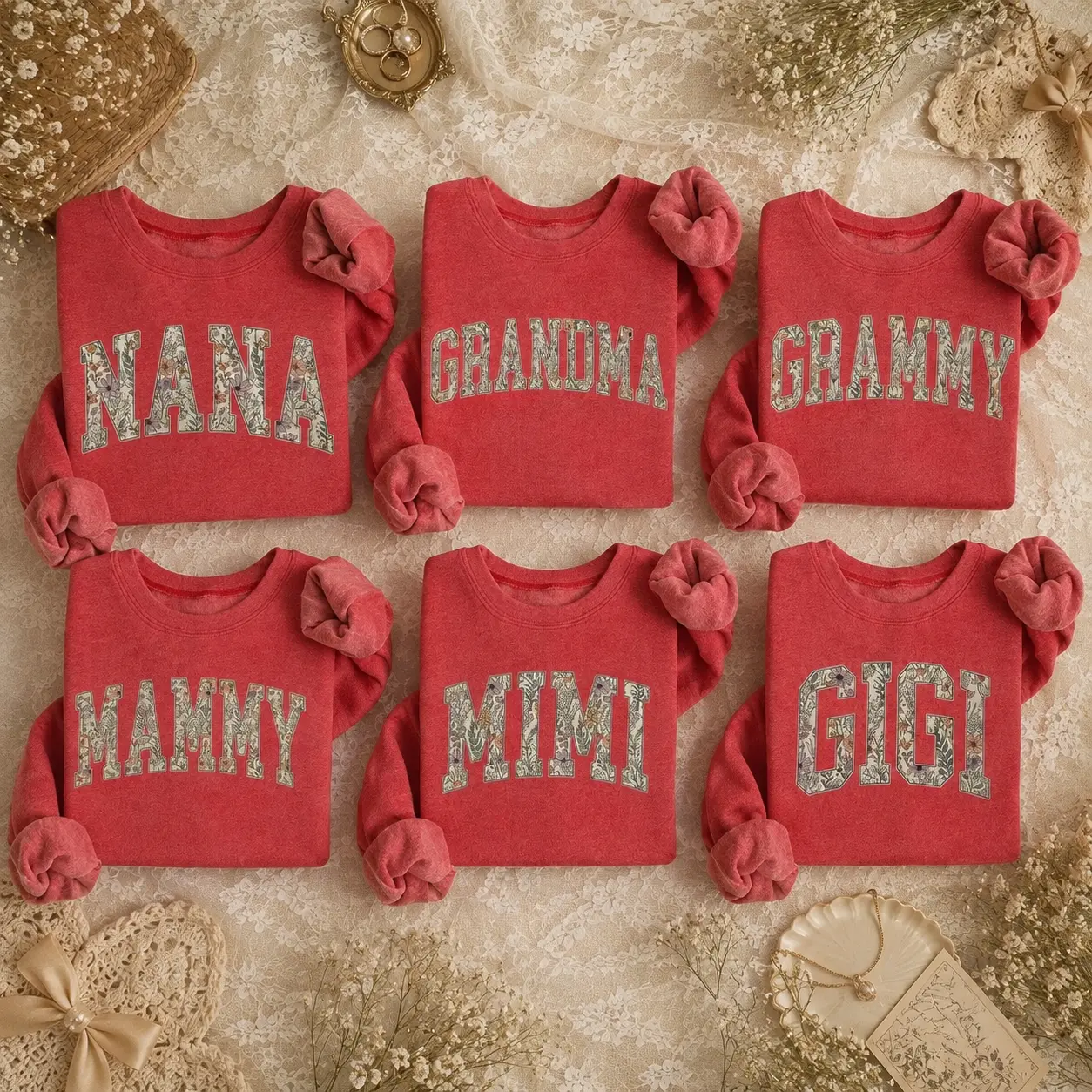 Personalized Family Name Sweatshirt, Custom Mama Mommy Nana Grandma Mimi Gigi Crewneck, Floral Varsity Letter Sweatshirt, Mother's Day Gift, Matching Family Sweatshirt - DPCLICK