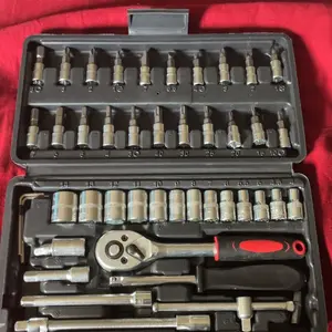 46pcs Car Repair Machinery Tools Set, Household Machinery Tools, Socket Wrench Diy Repair Tool Kit, Ratchet Screwdriver Compatible with Car Repair & Bicycle Repair, Hardware Toolbox Compatible with Auto Repairing & Household, Easter Gift for Husband