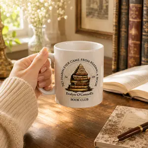 Evelyn's Book Club Effect 3D Mug, Cozy Bookish Reading Embossed 3D Mug, 90s Movie Mug, Movie Quote Mug, Gift for Reader