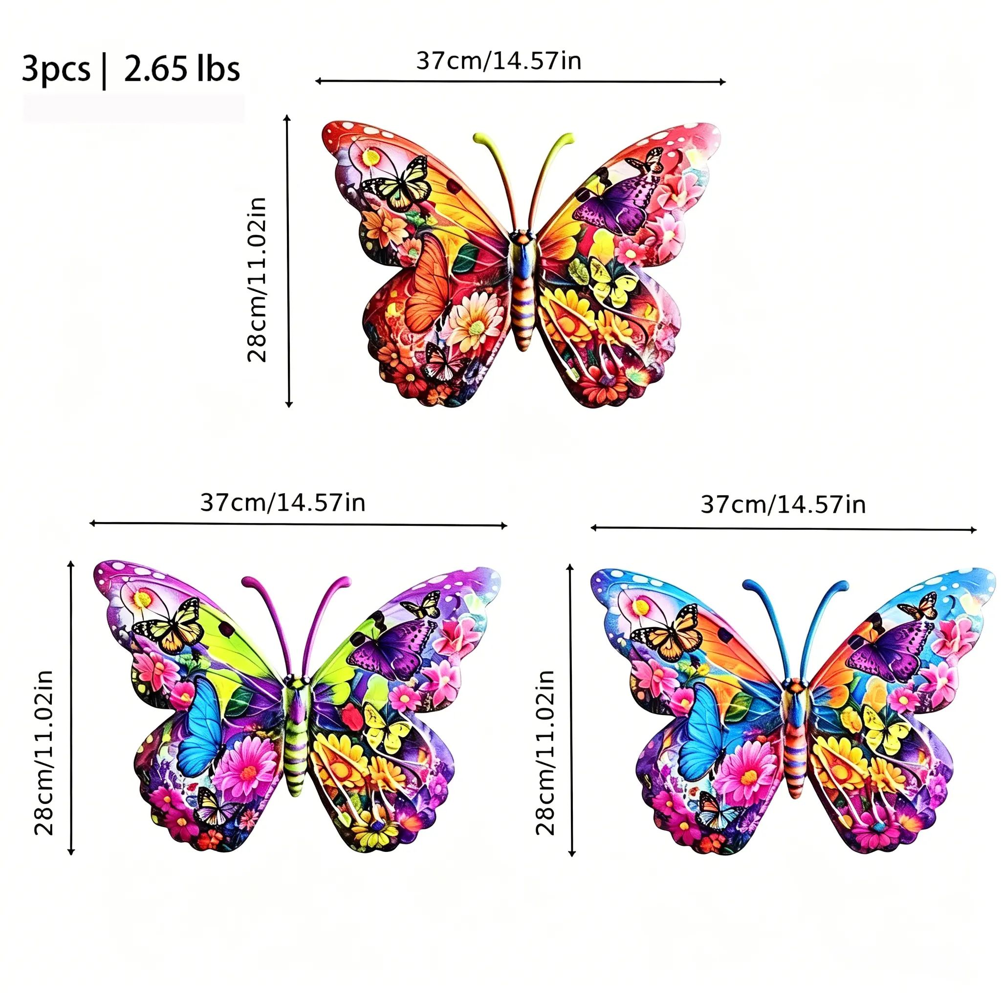 Metal Butterfly Wall Decor, 14-Inch Modern Cute Outdoor Fence Art, Hanging Decoration for Bedroom, Balcony, Garden, Patio & Yard – Suitable for Both Indoor and Outdoor Use