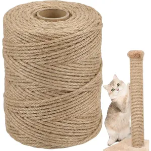 Heavy Duty Natural Sisal Rope, 1/4 in x 164 ft Replacement for Cat Scratching Posts, Multi-Use for Crafts