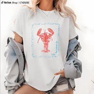 Colors Sea Lobster Shirt, French Coastal Distressed, Nautical Fisherman Style, Summer Vibes, Beach, Vintage Summer, Unisex T-shirt, 100% Premium Cotton, Casual Style,