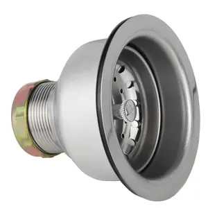 3-1/2" Kitchen Sink Deep Double Cup Drain w/ Basket