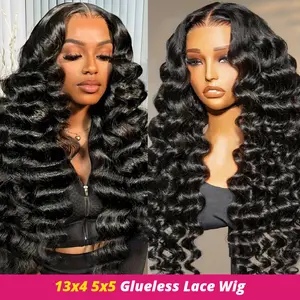 5x5 Glueless Loose Deep Wave Closure Wig 13x4 Transparent Body Wave Lace Front Wig For Women
