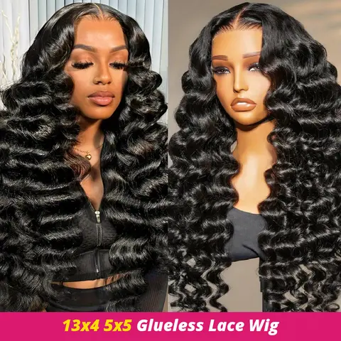 ONEMORE Women's Human Hair Frontal Wig - 5x5 Glueless Loose Waves Closure, 13x4 Transparent Lace Front, Deep Wave, Wavy Glueless Human Hair Wigs #TiktokShopSpringGlowUp, Wavy Human Hair Wigs