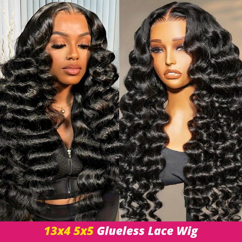 ONEMORE Women's Human Hair Frontal Wig - 5x5 Glueless Loose Waves Closure, 13x4 Transparent Lace Front, Deep Wave, Wavy Glueless Human Hair Wigs #TiktokShopSpringGlowUp, Wavy Human Hair Wigs