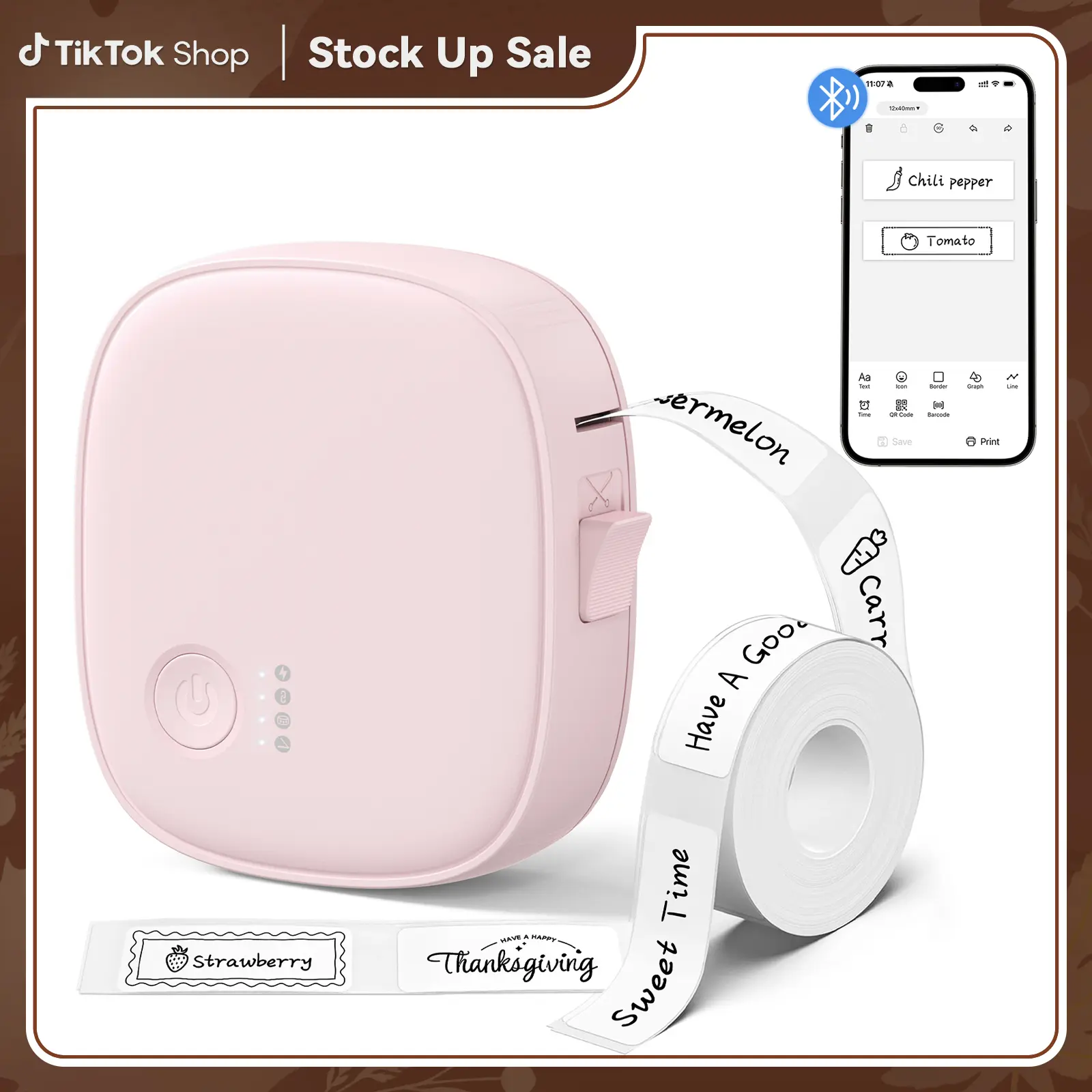 XenGro P05 Wireless Thermal Label Printer with Tape - Bluetooth Mini Thermal Label Maker, Waterproof, Rechargeable, Built-in Cutter, Batteries, Cells, for Home/Office, Back to School Gift