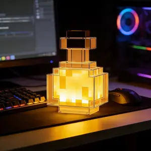 MC Pixel Potion Lamp Shake-Activated 8-Color USB & Battery Portable Mood Light for Room Decor ABS Plastic Dual Power Flexibility Kids Gifts