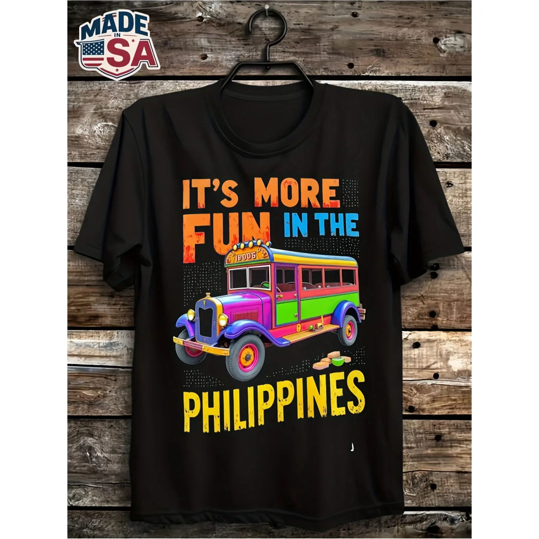 Men'S Filipino Jeepney T-Shirt Featuring a Vintage unisex soft cotton short sleeve t shirt, vintage graphic casual tee for men women teens, perfect birthday holiday gift for camping travel gym daily street  wear