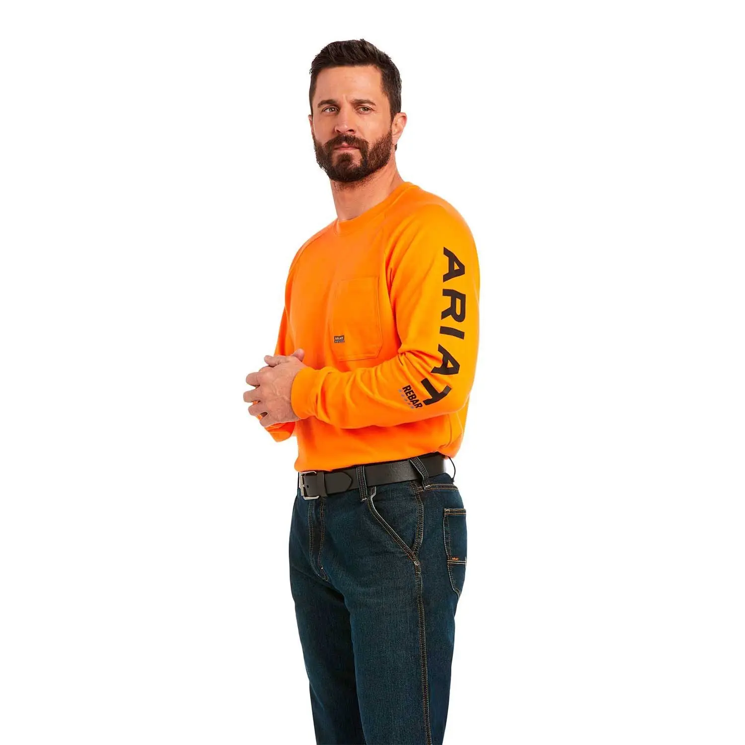 Ariat Rebar Manga Larga Naranja 10037643