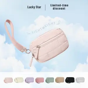 Lucky Star Women's Solid Color Storage Zipper Wallet Daily Lightweight Waterproof Phone Wallet Nylon Crossbody Card Holder Coin Purse Storage Bag with Zipper Pocket Shopping Travel Fitness Essential Lightweight Wallet
