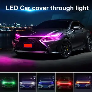 Car through hood light LED ambient light multi-color constant light front hood light 12V front decorative light strip Led Car Lights