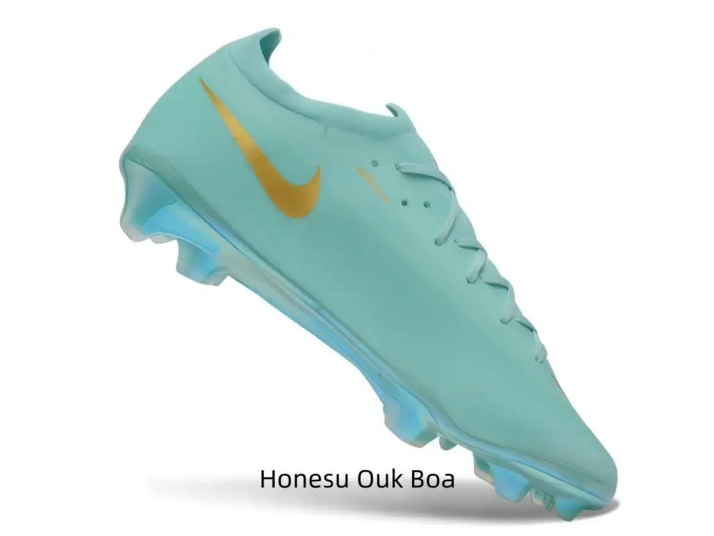 Mint Green Gold Accent Low Cut Firm Ground Cleats Lightweight Outdoor Soccer Training Shoes
