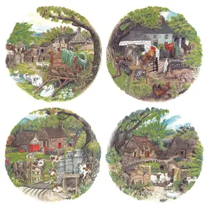 Farmyard Rooster Cow Sheep Overglaze Waterslide Ceramic Decals